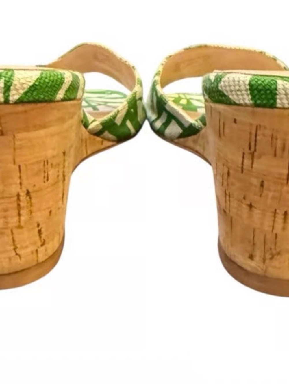kate spade Green and Cream Palm-Print Slide Mules - Picture 3 of 7